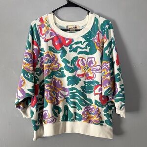 Diane Von Furstenberg Multicolor Floral Sweatshirt Plus Vintage 24W